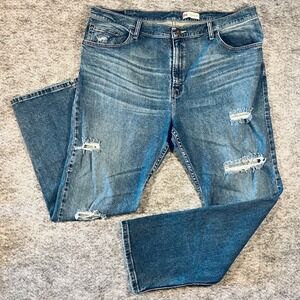 Wrangler Slim Straight Jeans Mens 42x30 Blue Medium Wash Distressed Classic